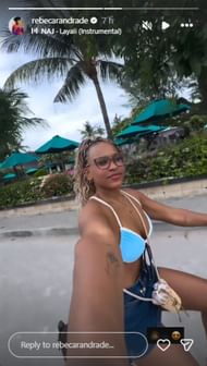 Rebeca Andrade cycling in Bali. (Screenshot of Andrade's Instagram story)